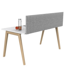 Pannello fonoassorbente per scrivania - 175 x 40 cm - morsetti neri - grigio chiaro