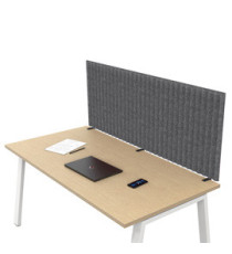 Pannello fonoassorbente per scrivania - 175 x 40 cm - morsetti neri - grigio medio