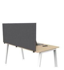 Pannello fonoassorbente per scrivania - 175 x 40 cm - morsetti neri - grigio medio