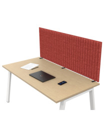 Pannello fonoassorbente per scrivania - 175 x 40 cm - morsetti neri - rosso