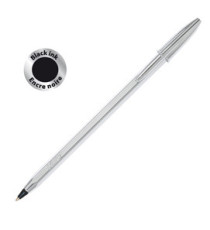 Penna a sfera Cristal Shine con capppuccio - punta media 1,0 mm - nero - fusto silver  - Bic - conf. 20 pezzi