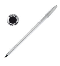Penna a sfera Cristal Shine con capppuccio - punta media 1,0 mm - nero - fusto silver  - Bic - conf. 20 pezzi