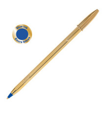 Penna a sfera Cristal Shine con cappuccio - punta media 1,0 mm - blu - fusto gold  - Bic - scatola 20 pezzi