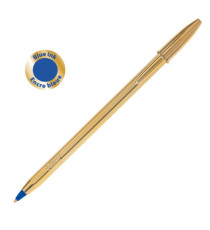 Penna a sfera Cristal Shine con cappuccio - punta media 1,0 mm - blu - fusto gold  - Bic - scatola 20 pezzi