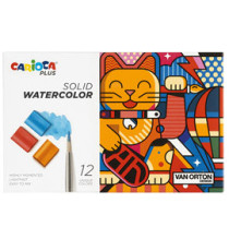 Pastiglia acquerello - ø 18 mm x 10 mm - colori assortiti - Carioca Plus - conf. 12 pezzi