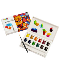 Pastiglia acquerello - ø 18 mm x 10 mm - colori assortiti - Carioca Plus - conf. 12 pezzi