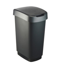 Pattumiera con coperchio basculante - 50 L - 40,1 x 29,1 x 60,2 cm - PPL - nero/grigio - Rotho Pattumiera con coperchio basculante - 50 L - 40,1 x 29,1 x 60,2 cm - PPL - nero/grigio - Rotho