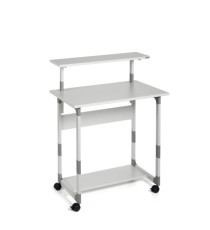 Pc Workstation System 80 VH - con ruote - 3 ripiani - 80 x 56,4 x 92/122 cm - grigio - Durable