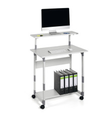 Pc Workstation System 80 VH - con ruote - 3 ripiani - 80 x 56,4 x 92/122 cm - grigio - Durable