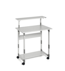 Pc Workstation System 80 VH - con ruote - 3 ripiani - 80 x 56,4 x 92/122 cm - grigio - Durable