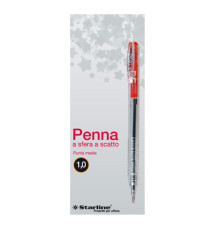 Penna a sfera a scatto  - punta 1,0mm - rosso - Starline - conf. 20 pezzi Penna a sfera a scatto  - punta 1,0mm - rosso - Starline - conf. 20 pezzi