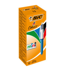 Penna a sfera a scatto  multifunzione  4 Colours Mini  - punta 1,0mm - nero, blu, rosso, verde - Bic -  conf. 12 pezzi