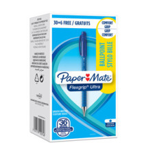 Penna a sfera a scatto Flexgrip Ultra  - punta 1,0mm - blu  - Papermate - conf. 30+6 pezzi Penna a sfera a scatto Flexgrip Ultra  - punta 1,0mm - blu  - Papermate - conf. 30+6 pezzi