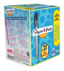 Penna a sfera a scatto Inkjoy 100 RT - punta 1,0mm - nero  - Papermate - conf. 80+20 pezzi Penna a sfera a scatto Inkjoy 100 RT - punta 1,0mm - nero  - Papermate - conf. 80+20 pezzi