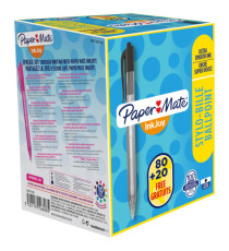 Penna a sfera a scatto Inkjoy 100 RT - punta 1,0mm - nero  - Papermate - conf. 80+20 pezzi Penna a sfera a scatto Inkjoy 100 RT - punta 1,0mm - nero  - Papermate - conf. 80+20 pezzi