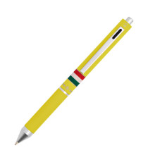 Penna a sfera a scatto multifunzione - fusto giallo gommato Italia - Osama