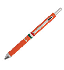 Penna a sfera a scatto multifunzione - fusto verde arancione gommato Italia - Osama Penna a sfera a scatto multifunzione - fusto verde arancione gommato Italia - Osama