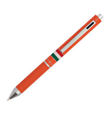 Penna a sfera a scatto multifunzione - fusto verde arancione gommato Italia - Osama Penna a sfera a scatto multifunzione - fusto verde arancione gommato Italia - Osama