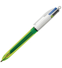 Penna a sfera a scatto multifunzione 4 Colors Fluo  - punta 1,0/1,6mm - 4 colori fluo - fusto giallo fluorescente - Bic Penna a sfera a scatto multifunzione 4 Colors Fluo  - punta 1,0/1,6mm - 4 colori fluo - fusto giallo fluorescente - Bic
