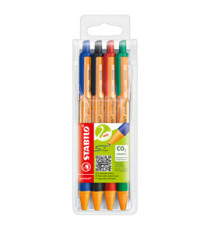 Penna a sfera a scatto Pointball Green - punta 1,0 mm - 4 colori - Stabilo - conf. 4 pezzi Penna a sfera a scatto Pointball Green - punta 1,0 mm - 4 colori - Stabilo - conf. 4 pezzi