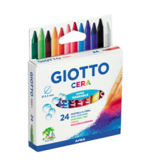 Pastelli a cera - lunghezza 90 mm - diametro 8,5 mm - colori assortiti - Giotto - conf. 24 pezzi Pastelli a cera - lunghezza 90 mm - diametro 8,5 mm - colori assortiti - Giotto - conf. 24 pezzi