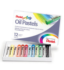 Pastelli a olio - lunghezza 60 mm - colori assortiti - Pentel - astuccio 12 pezzi Pastelli a olio - lunghezza 60 mm - colori assortiti - Pentel - astuccio 12 pezzi