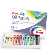 Pastelli a olio - lunghezza 60 mm - colori assortiti - Pentel - astuccio 12 pezzi Pastelli a olio - lunghezza 60 mm - colori assortiti - Pentel - astuccio 12 pezzi