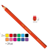 Pastelli colorati Mega - esagonale - diametro mina 5,5 mm - colori assortiti - Giotto - conf. 24 pezzi