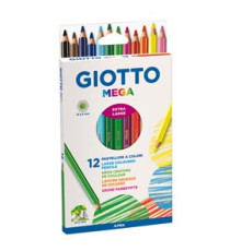 Pastelli colorati Mega - esagonale - mina 5,5 mm  - Giotto - conf. 12 pezzi Pastelli colorati Mega - esagonale - mina 5,5 mm  - Giotto - conf. 12 pezzi