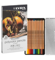 Pastelli colorati Rembrandt Polycolor -  3,7 mm - colori assortiti - Lyra - astuccio in metallo 12 pezzi Pastelli colorati Rembrandt Polycolor -  3,7 mm - colori assortiti - Lyra - astuccio in metallo 12 pezzi