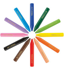 Pastelli Plastidecor - in plastica - colori assortiti - Bic - astuccio 12 colori triangle Pastelli Plastidecor - in plastica - colori assortiti - Bic - astuccio 12 colori triangle