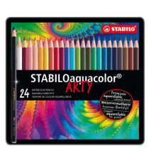 Pastello Aquacolor 1624 - tratto 2,80 mm - colori assortiti - Stabilo - astuccio 24 pezzi