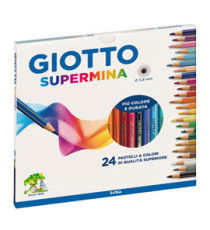 Pastello Supermina - mina 3,8 mm - colori assortiti - Giotto - astuccio 24 pezzi Pastello Supermina - mina 3,8 mm - colori assortiti - Giotto - astuccio 24 pezzi