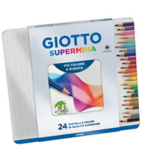 Pastello Supermina - mina 3,8 mm - colori assortiti - Giotto - astuccio in metallo 24 pezzi