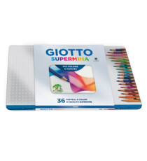 Pastello Supermina - mina 3,8 mm - colori assortiti - Giotto - astuccio in metallo 36 pezzi Pastello Supermina - mina 3,8 mm - colori assortiti - Giotto - astuccio in metallo 36 pezzi