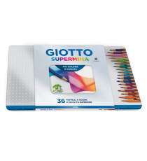 Pastello Supermina - mina 3,8 mm - colori assortiti - Giotto - astuccio in metallo 36 pezzi Pastello Supermina - mina 3,8 mm - colori assortiti - Giotto - astuccio in metallo 36 pezzi