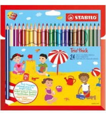 Pastello Trio Thick - diametro mina 4,2 mm - con temperino - colori assortiti - Stabilo - astuccio 24 pezzi