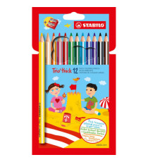 Pastello TrioThick - diametro mina 4,2 mm - con temperino - colori assortiti - Stabilo - astuccio 12 pezzi