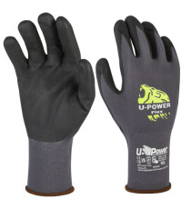 Guanti di protezione FLEX - con polsino giallo - taglia 08 - nero/grigio - U-Power