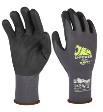 Guanti di protezione FLEX - con polsino giallo - taglia 08 - nero/grigio - U-Power