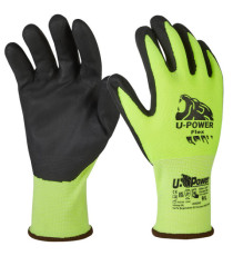 Guanti di protezione FLEX - con polsino giallo - taglia 08 - verde fluo/nero - U-Power