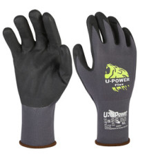 Guanti di protezione FLEX - con polsino marrone - taglia 09 - nero/grigio - U-Power Guanti di protezione FLEX - con polsino marrone - taglia 09 - nero/grigio - U-Power