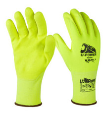 Guanti di protezione ICON - con polsino giallo - taglia 08 - giallo fluo - U-Power Guanti di protezione ICON - con polsino giallo - taglia 08 - giallo fluo - U-Power