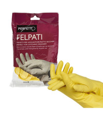Guanti in lattice - felpati - taglia M/7 - giallo - Perfetto - blister 2 pezzi