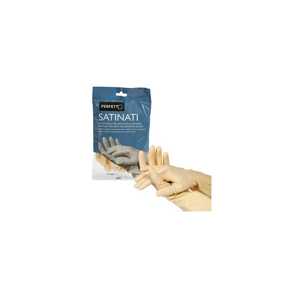 Guanti in lattice - satinati - taglia L/8 - bianco - Perfetto - blister 2 pezzi