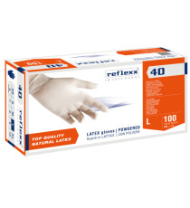 Guanti in lattice R40 - c/polvere - tg L - bianco - Reflexx - conf. 100 pezzi Guanti in lattice R40 - c/polvere - tg L - bianco - Reflexx - conf. 100 pezzi