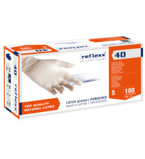 Guanti in lattice R40 - c/polvere - tg S - bianco - Reflexx - conf. 100 pezzi