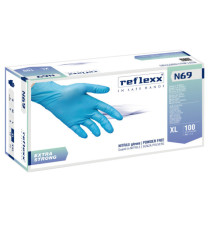 Guanti in nitrile extra strong N69 - senza polvere - taglia XL - azzurro - Reflexx - conf. 100 pezzi Guanti in nitrile extra strong N69 - senza polvere - taglia XL - azzurro - Reflexx - conf. 100 pezzi