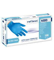Guanti in nitrile N80 - ultrasottili - taglia L - azzurro - Reflexx - conf. 100 pezzi