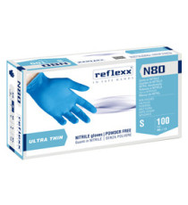 Guanti in nitrile N80 - ultrasottili - taglia S - azzurro - Reflexx - conf. 100 pezzi Guanti in nitrile N80 - ultrasottili - taglia S - azzurro - Reflexx - conf. 100 pezzi
